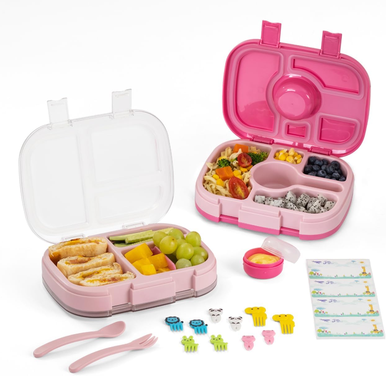 Lille Home 2-Pack Bento Lunch Box for Kids – 4-Compartment Lunch Containers