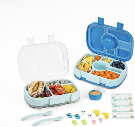 Lille Home 2-Pack Bento Lunch Box for Kids – 4-Compartment Lunch Containers