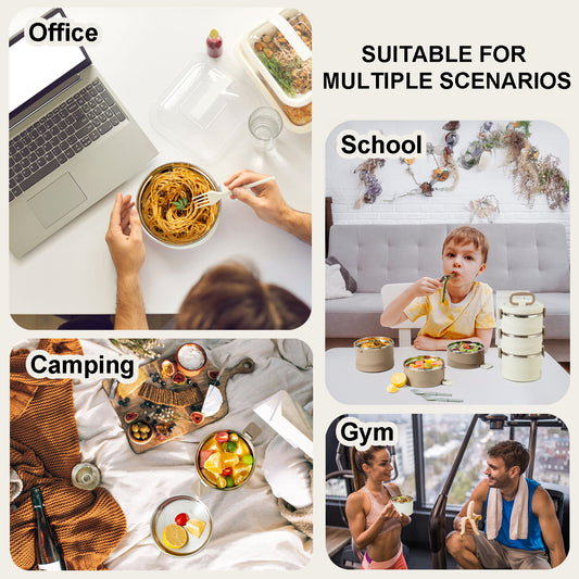 Lille Home 3-Tier Stackable Stainless Steel Thermal Compartment Lunch Box