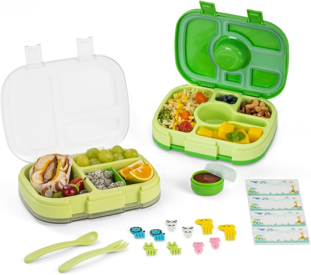 Lille Home 2-Pack Bento Lunch Box for Kids – 4-Compartment Lunch Containers