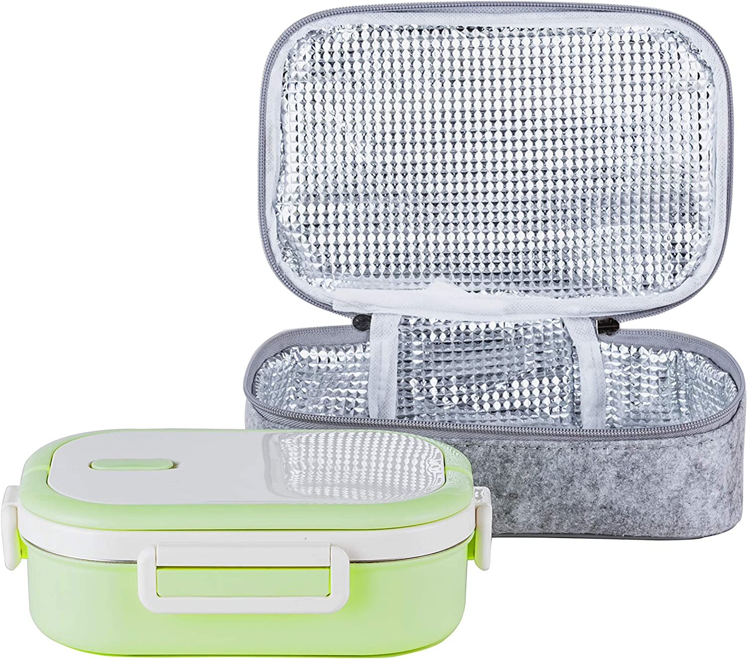 Lille Home Lunch Box Set, An Vacuum Insulated Lunch Box Keeping Food Warm  for 4-6 Hours, Two BPA-Free Food Containers, A