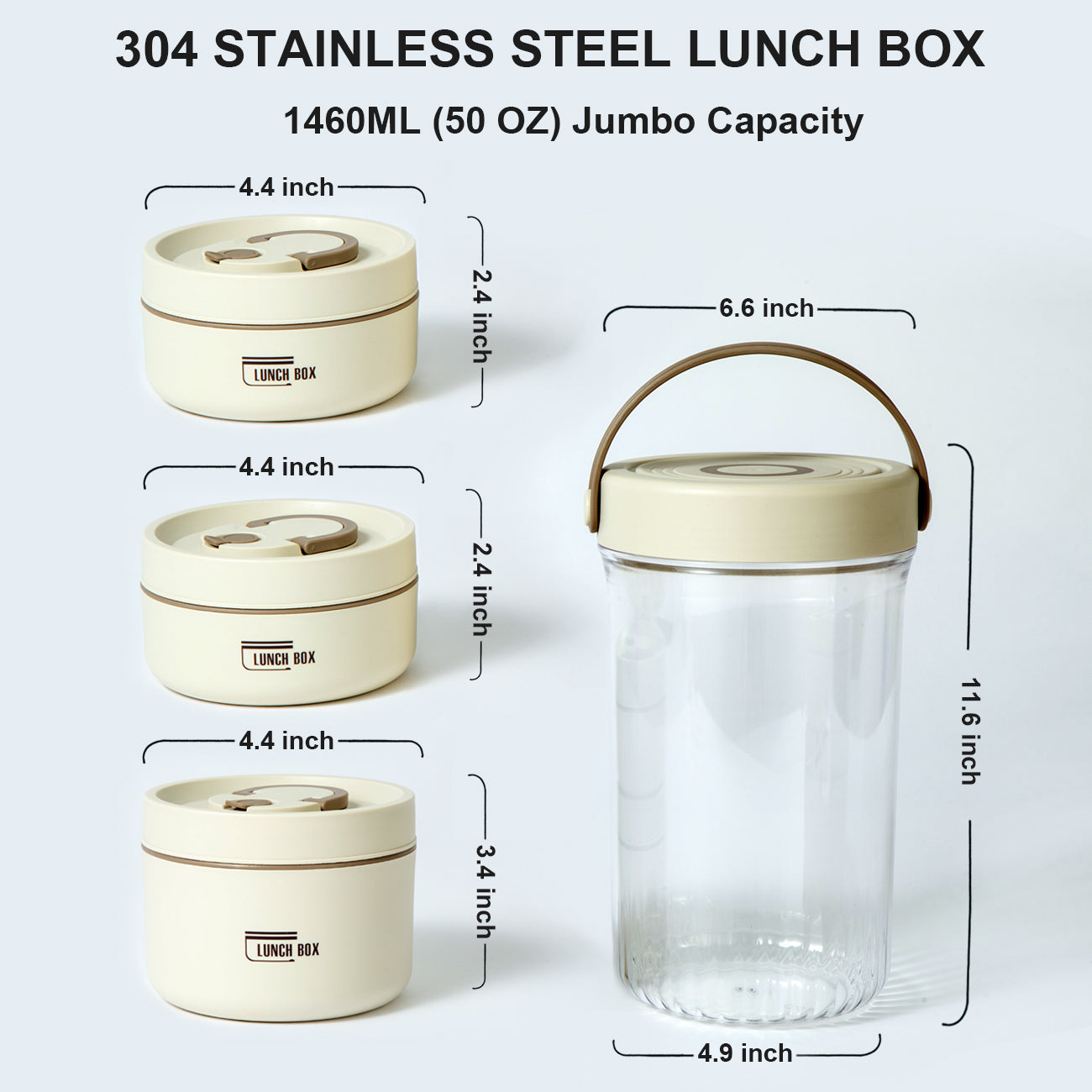 Lille Home Stainless Steel Thermal Bento Lunch Box, Set of 3
