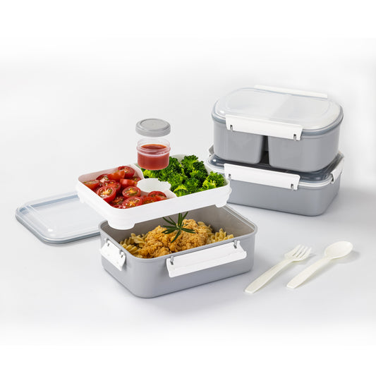 Lille Home Stackable Stainless Steel Thermal Compartment Lunch/Snack Box,  3-Tier Insulated Bento/Food Container with Upgraded Lunch Bag, Portable