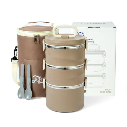 Lille Home 3-Tier Stackable Stainless Steel Thermal Compartment Lunch Box