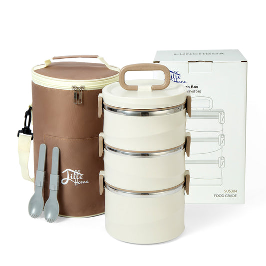 Lille Home 3-Tier Stackable Stainless Steel Thermal Compartment Lunch Box
