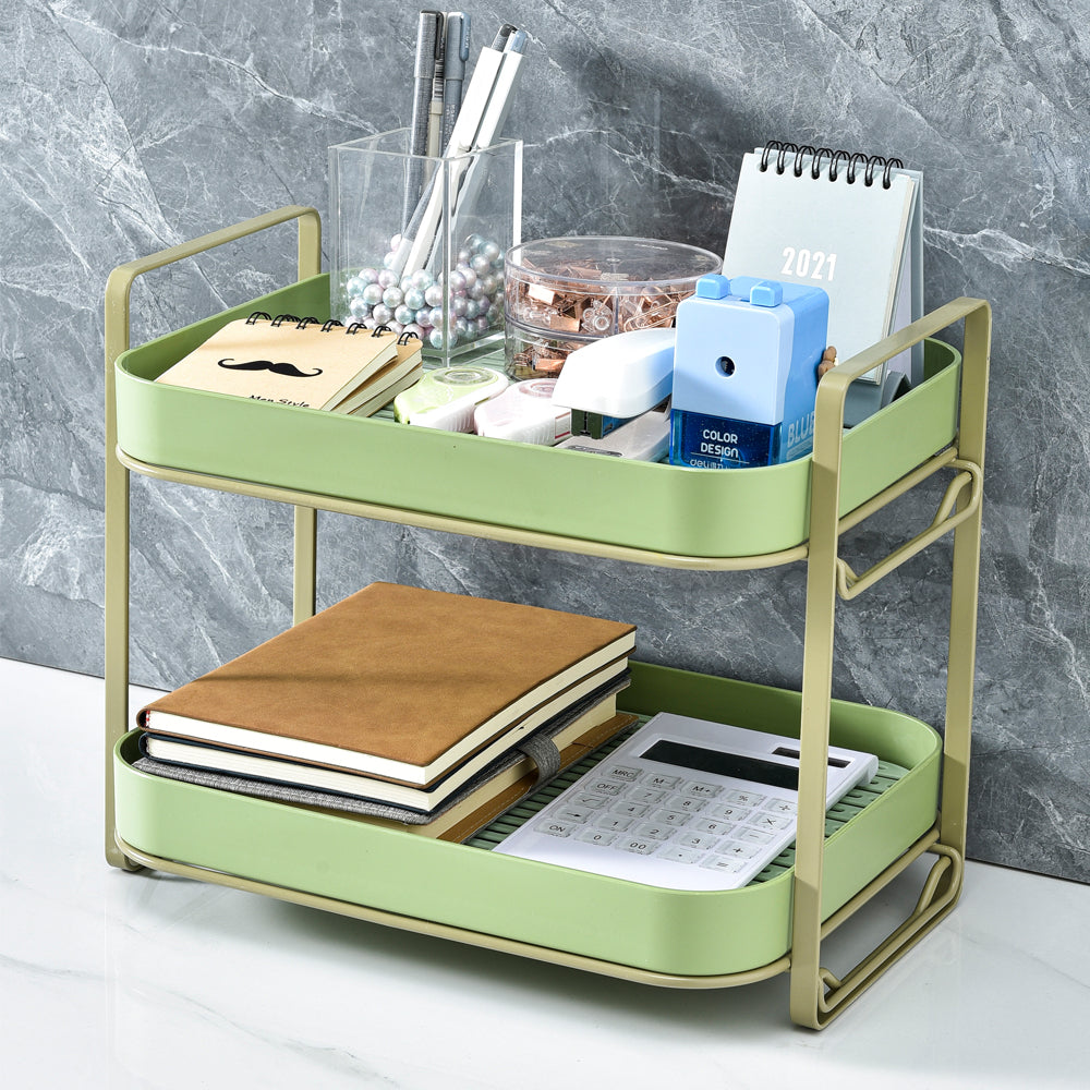 Lille Home Two Tier Organizer with Sliding Storage Drawers for Kitchen, Bathroom, and Office