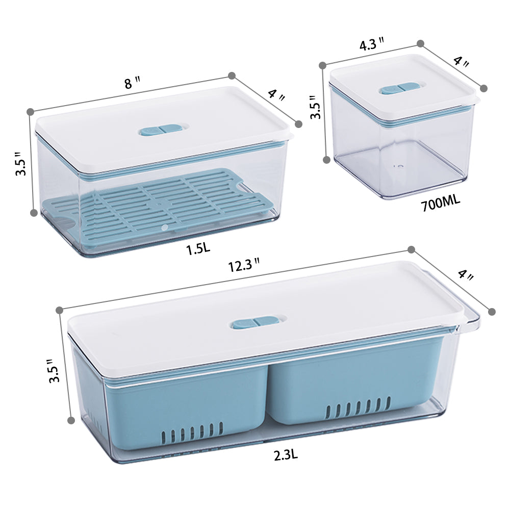 REFSAVER Fridge Storage Containers Produce Saver Stackable