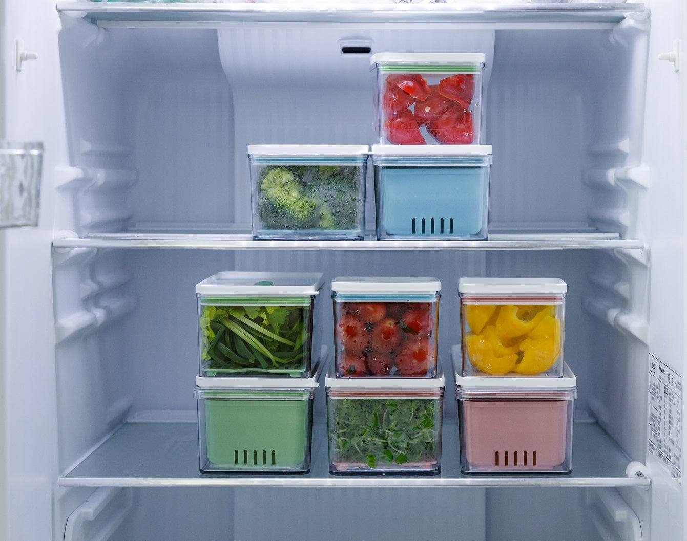 REFSAVER Fridge Storage Containers Produce Saver Stackable Refrigerator  Organizer Bins with Removable Drain Tray Fridge