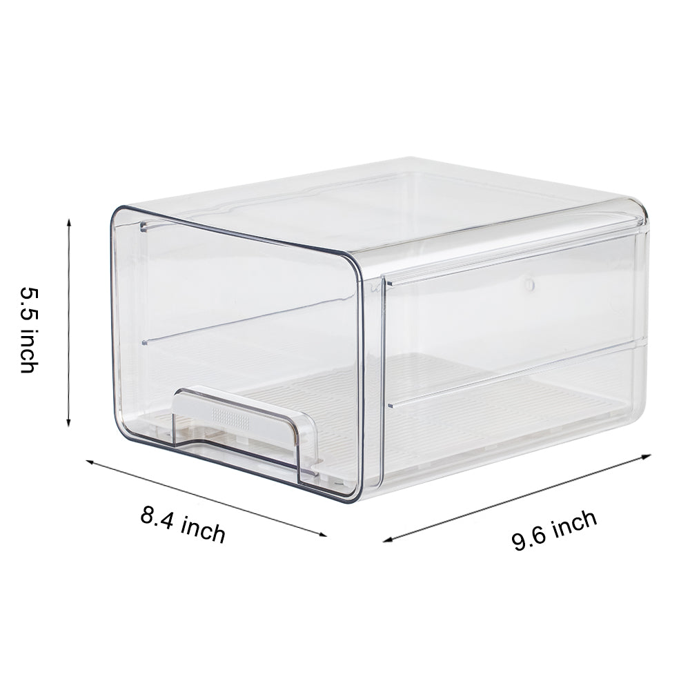 Lille Home Stackable Produce Saver, Organizer Bins/Storage Containers with  Removable Drain Tray, Set of 3, for Refrigerators, Cabinets, Countertops